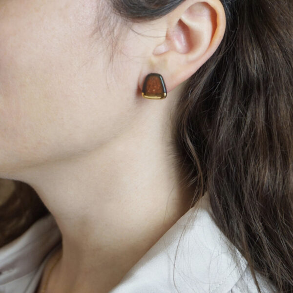 Kiveli κεραμικά σκουλαρίκια κόκκινο καφέ - Image 2