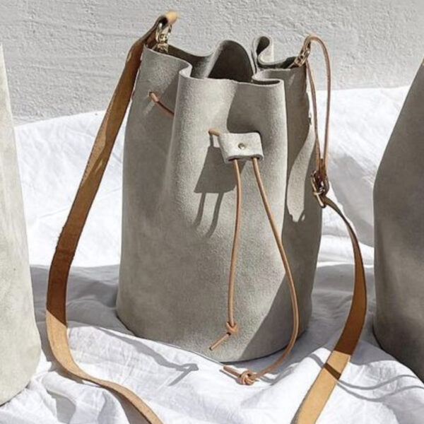 Δερμάτινη Τσάντα Πουγκί γκρι