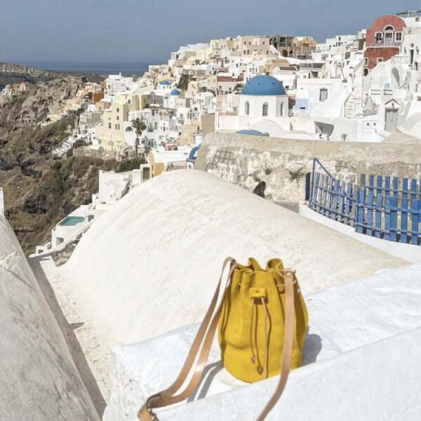 Δερμάτινη Τσάντα Πουγκί κίτρινη - Image 3
