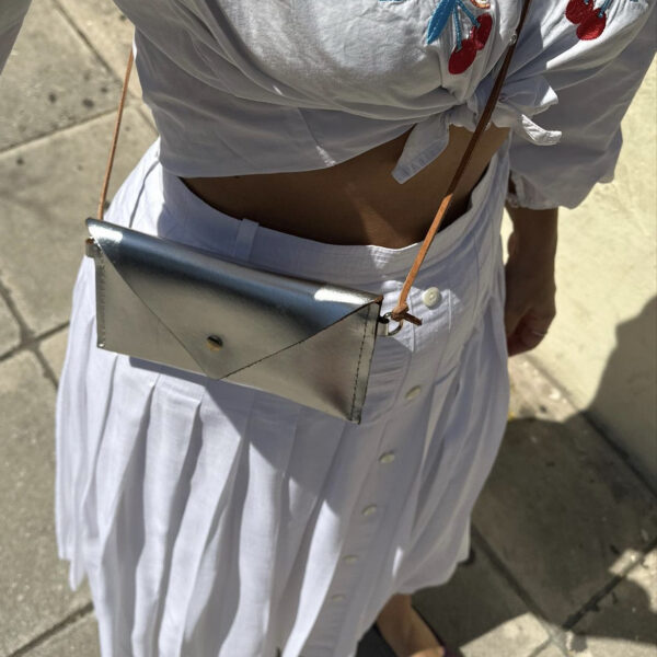 Δερμάτινη Τσάντα φάκελος - μεταλλικό χρυσό - Image 6