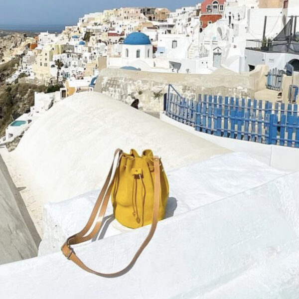 Δερμάτινη Τσάντα Πουγκί κίτρινη - Image 4
