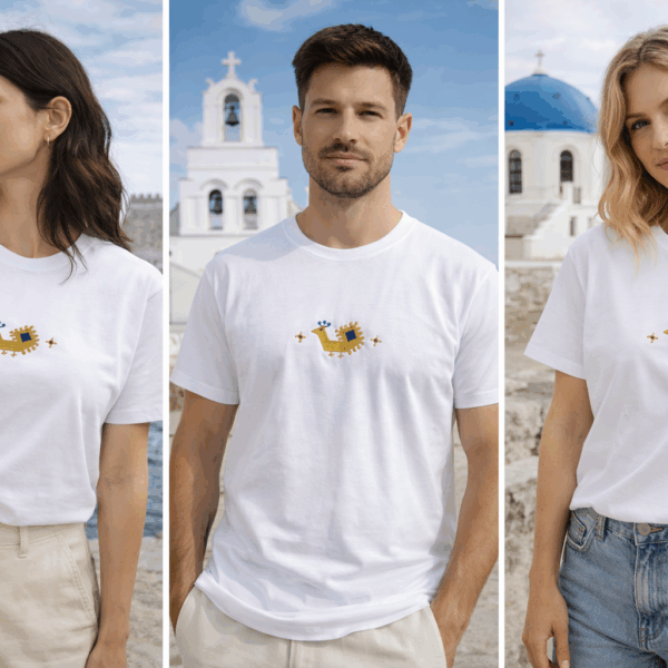 Κεντημένο T-shirt με το σχέδιο μας Παραδοσιακό Κρητικό Πουλί - Image 5